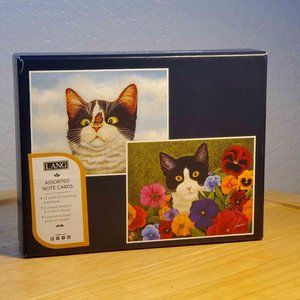 Lang Assorted Linen Embossed Cats Note Card Set Lowell Herrero ART Set of 12 NEW